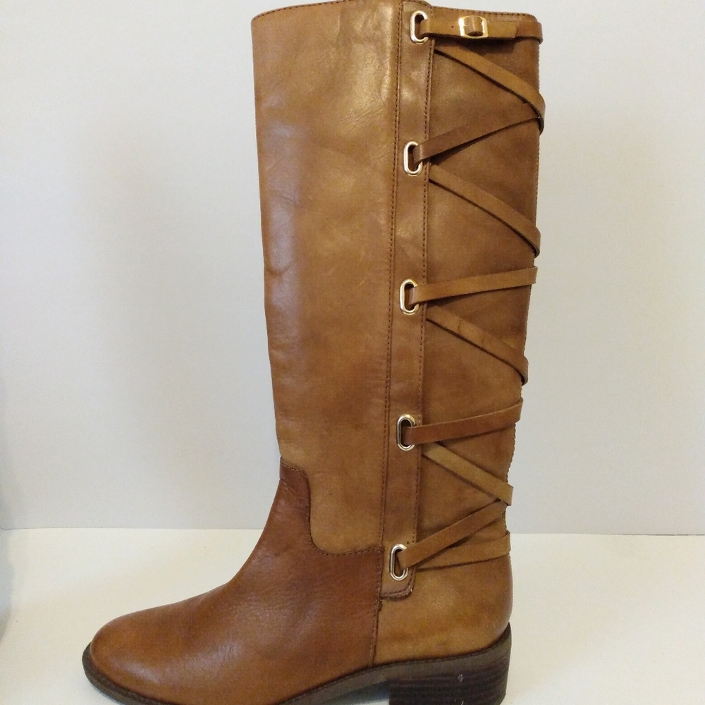 BCBGeneration Tan Over the Knee Boots with Strap Detail